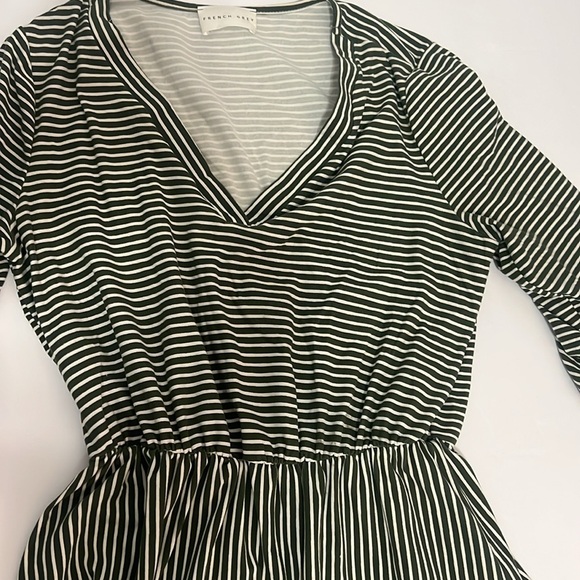 French Grey green and whitete stripe dress size medium - Picture 5 of 8